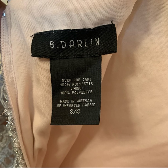 B.Darlin Silver Lace Overlay Prom Dress - Picture 6 of 9